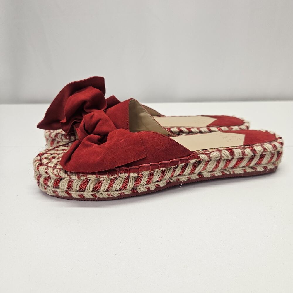 Alex + Alex Ritses Suede Espadrilles Sandal Red Bow Wedge Flatform NWOB Size 9 - Picture 3 of 7